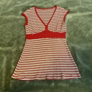 Red and Gold Y2K Striped Top